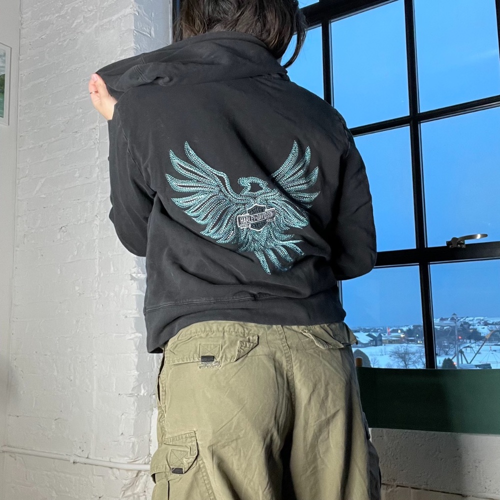 Black Harley Davidson Zipped Hoodie